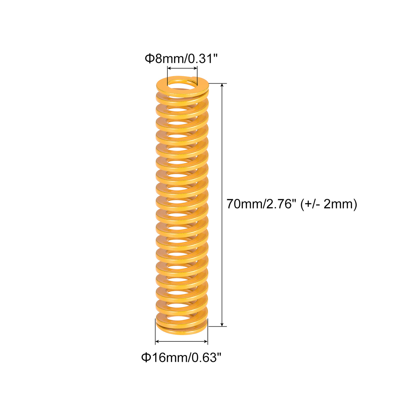 uxcell Uxcell 2 Stück Werkzeugfeder 16mm Außendurchm. 70mm Lang Spiralprägung leichte Last Druckfedern für 3D Druckern Elektrische Teile Gelb