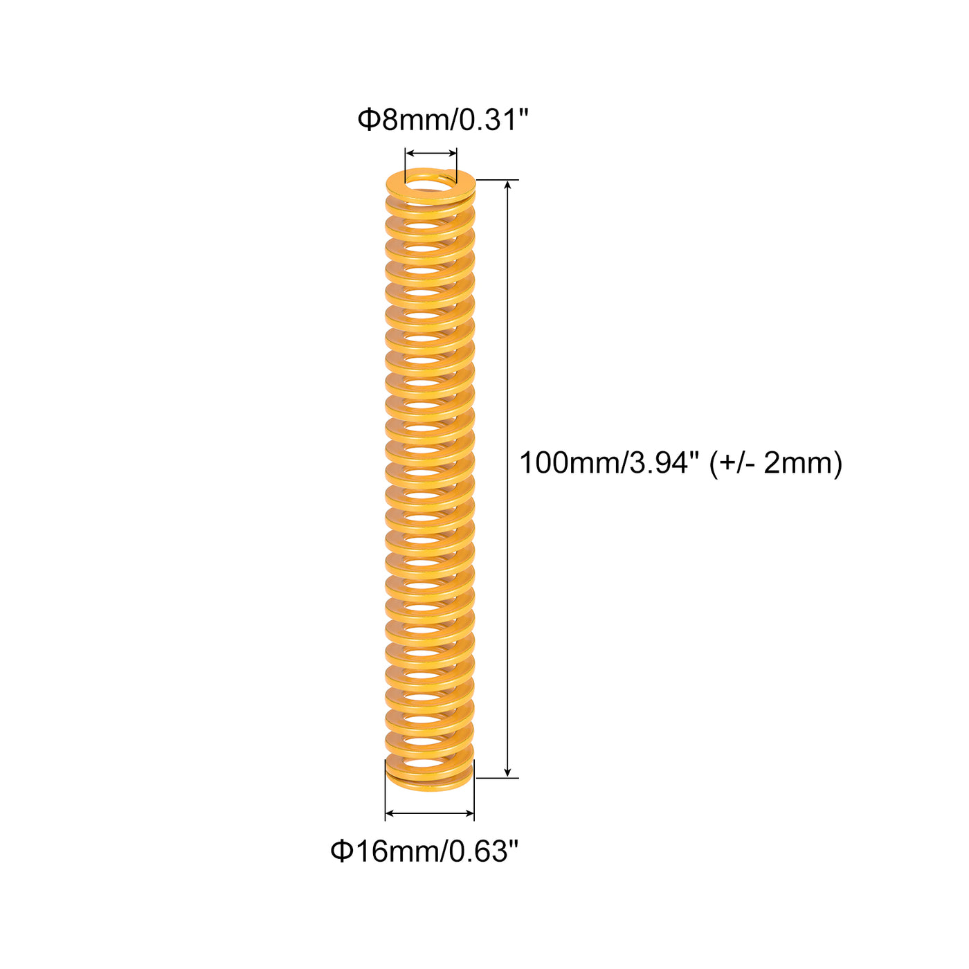 uxcell Uxcell Die Spring, 16mm OD 100mm Long 5pcs Stamping Light Load Compression Yellow