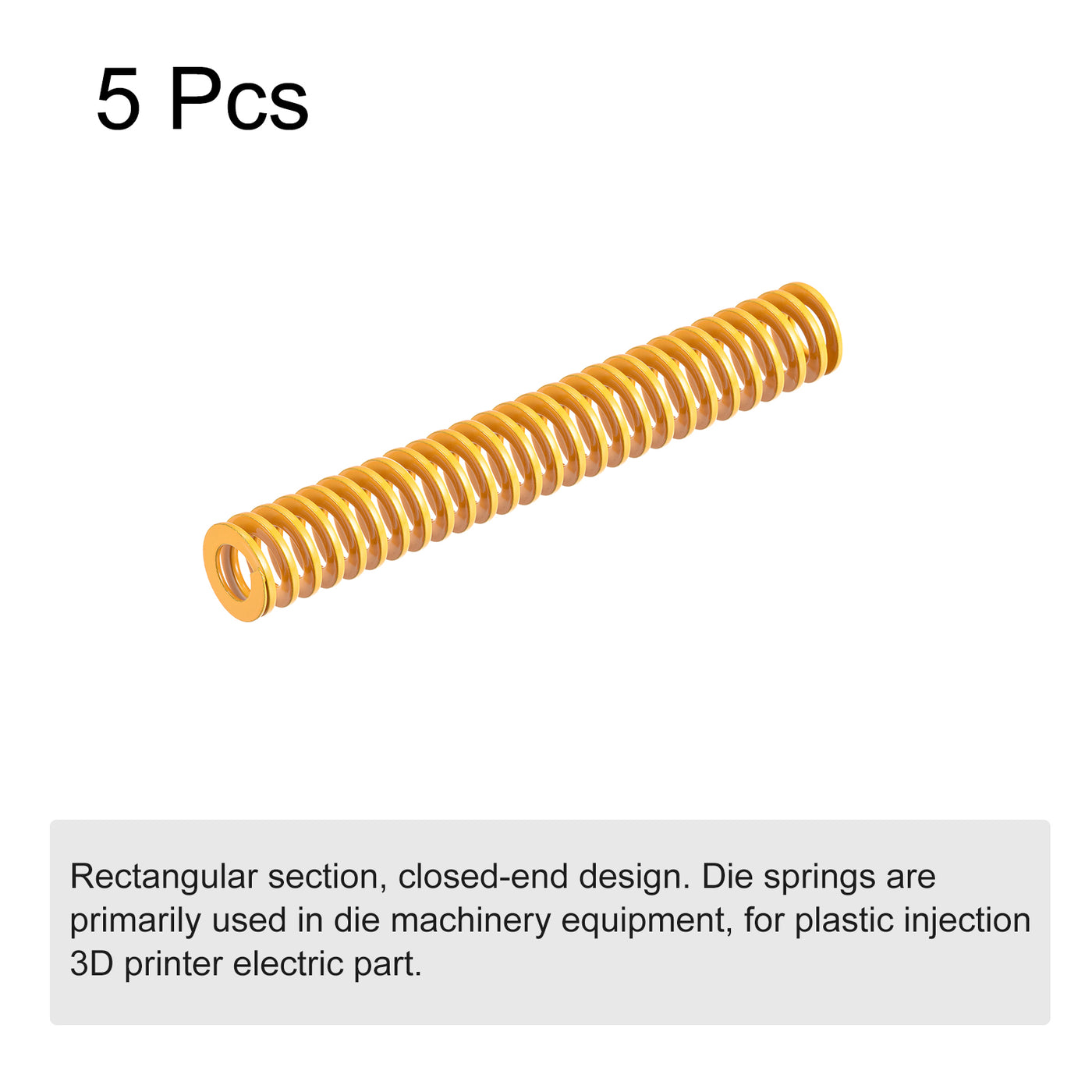 uxcell Uxcell Die Spring, 16mm OD 100mm Long 5pcs Stamping Light Load Compression Yellow