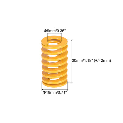 Harfington Uxcell 10 Stück Werkzeugfeder 18mm Außendurchm. 30mm Lang Spiralprägung leichte Last Druckfedern für 3D Druckern Elektrische Teile Gelb