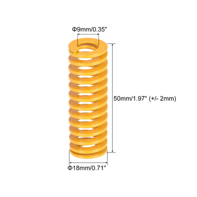 Harfington Uxcell 5 Stück Werkzeugfeder 18mm Außendurchm. 50mm Lang Spiralprägung leichte Last Druckfedern für 3D Druckern Elektrische Teile Gelb