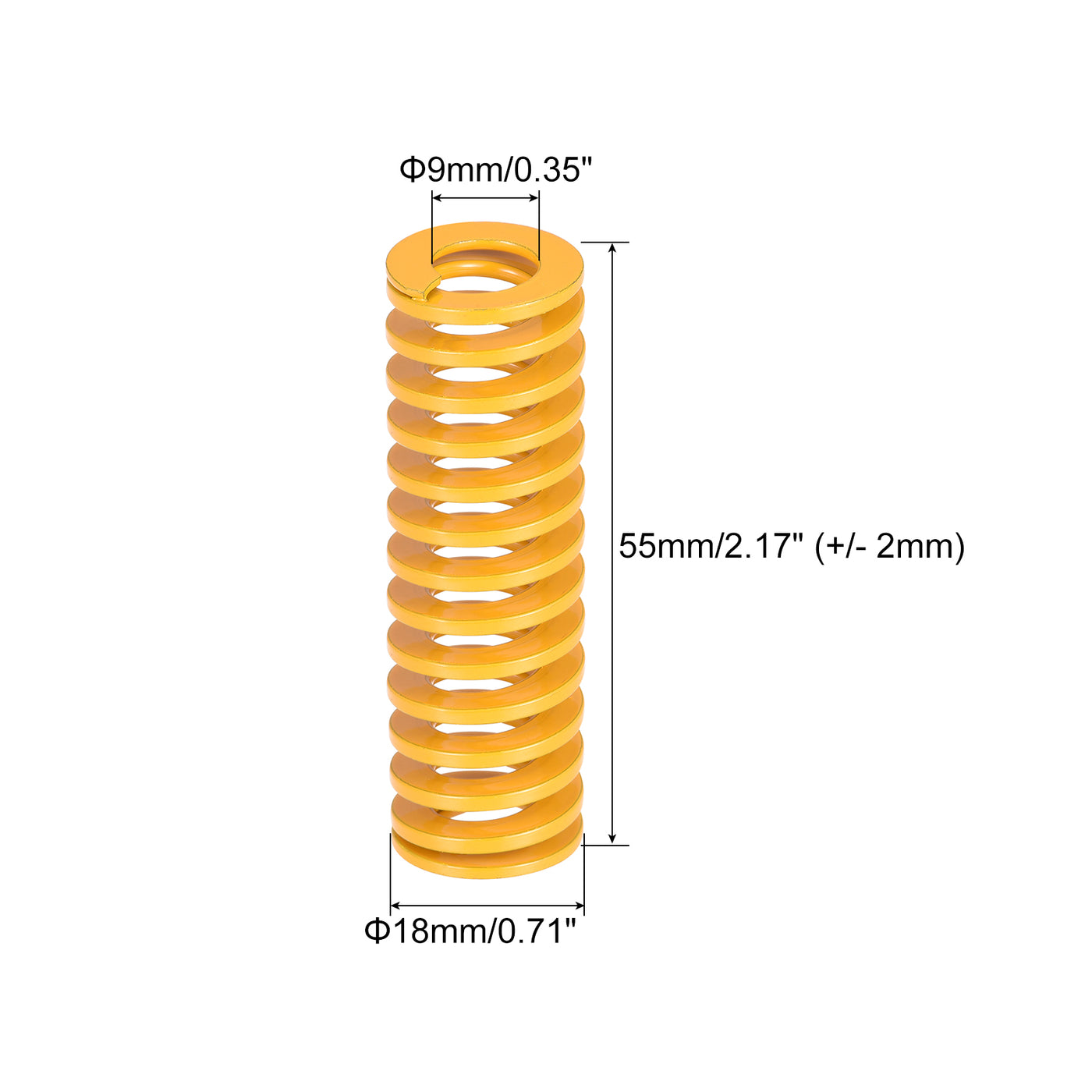 uxcell Uxcell Die Spring, 18mm OD 55mm Long 2pcs Stamping Light Load Compression Yellow