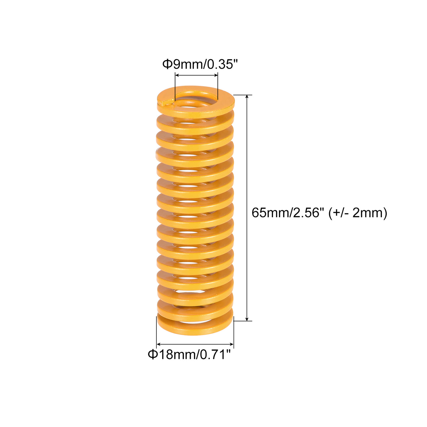 uxcell Uxcell Die Spring, 18mm OD 65mm Long 2pcs Stamping Light Load Compression Yellow