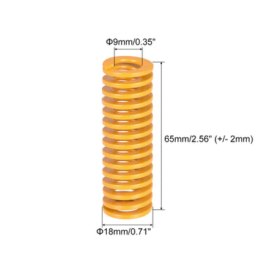 Harfington Uxcell Die Spring, 18mm OD 65mm Long 2pcs Stamping Light Load Compression Yellow