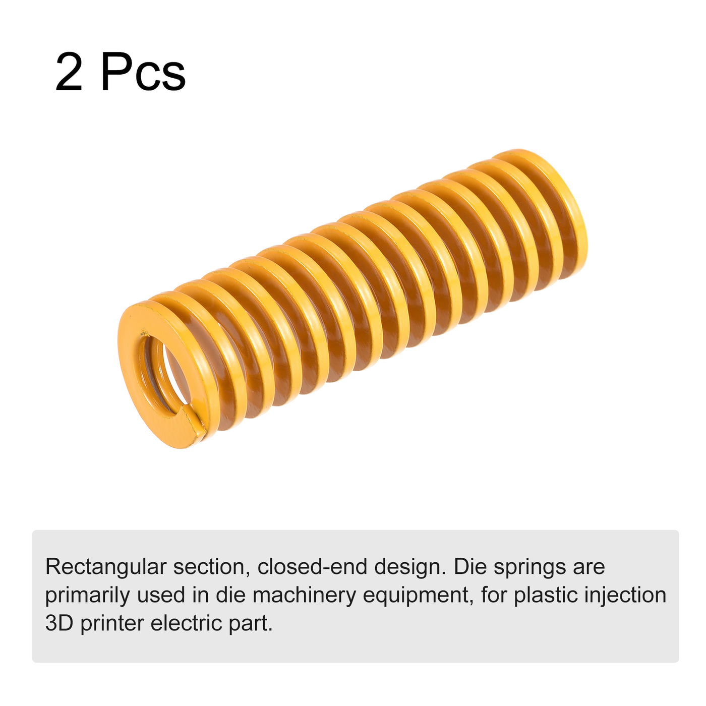 uxcell Uxcell Die Spring, 18mm OD 65mm Long 2pcs Stamping Light Load Compression Yellow