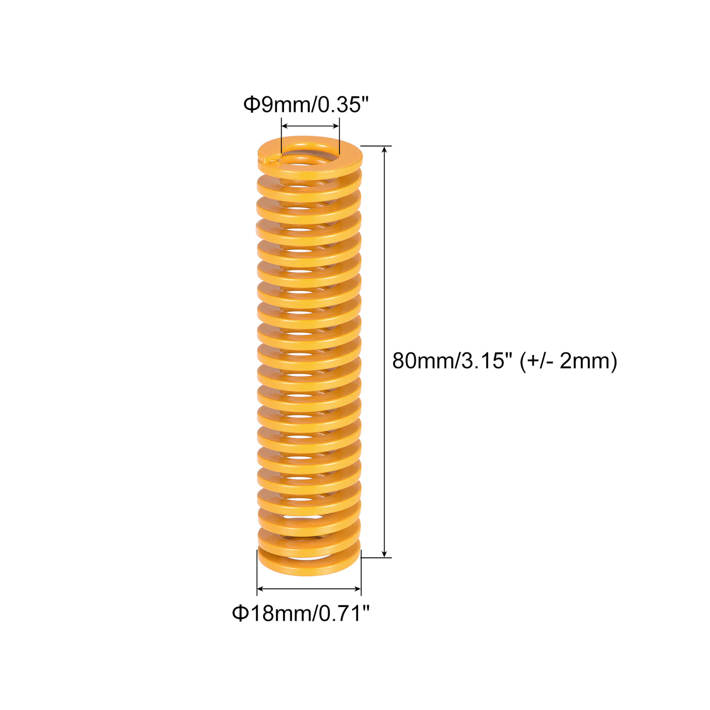 uxcell Uxcell Die Spring, 18mm OD 80mm Long 5pcs Stamping Light Load Compression Yellow