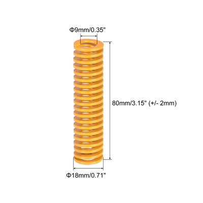 uxcell Uxcell Die Spring, 18mm OD 80mm Long 5pcs Stamping Light Load Compression Yellow