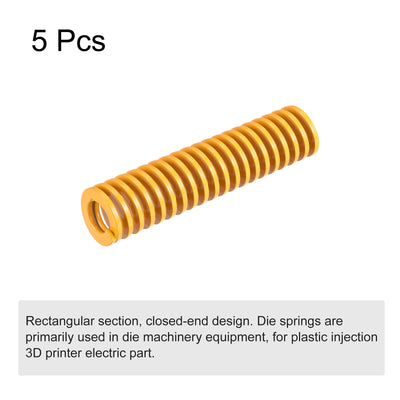 Harfington Uxcell Die Spring, 18mm OD 80mm Long 5pcs Stamping Light Load Compression Yellow