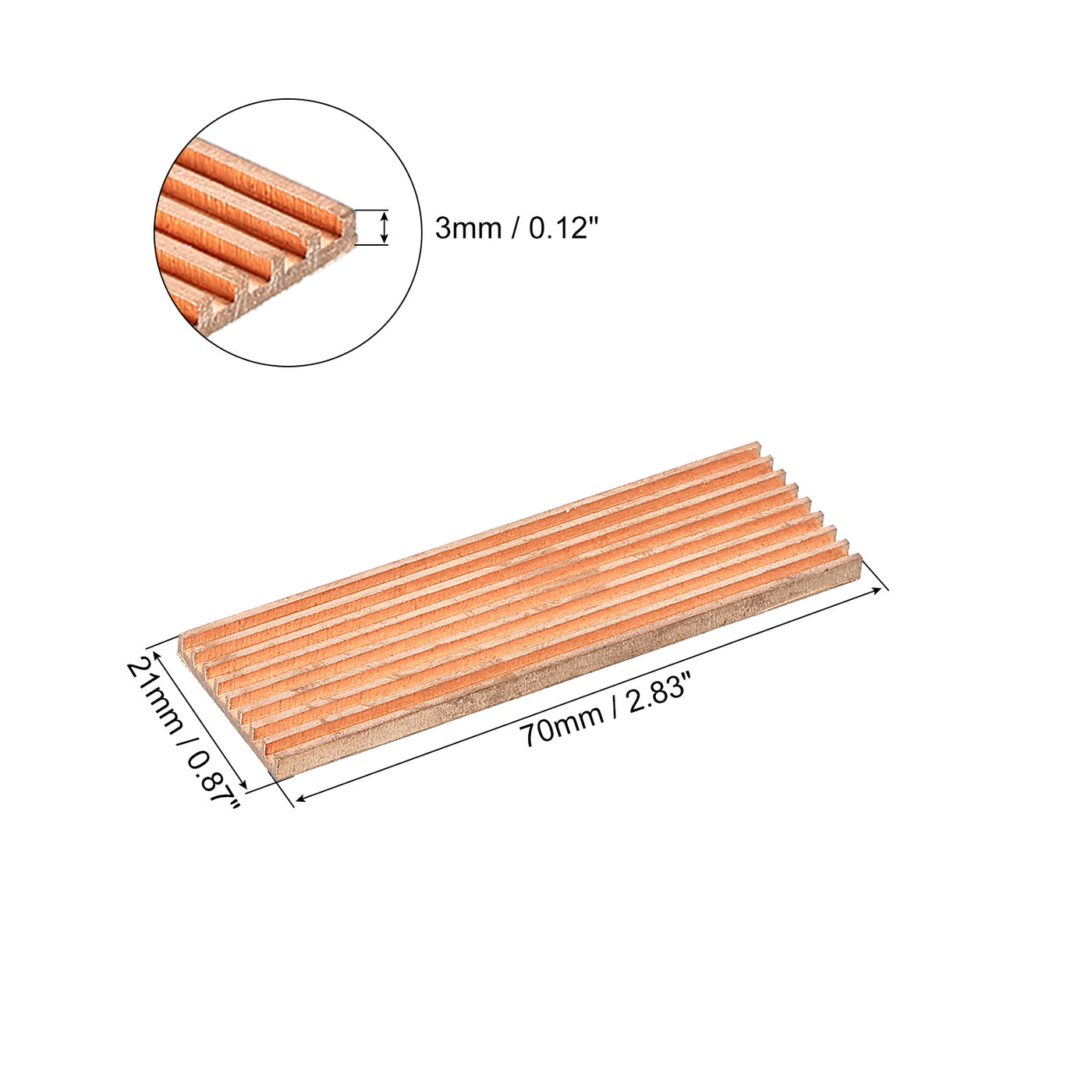 Harfington M.2 Heatsink Kit Pure Copper 70x21x3mm for M.2 2280 SSD Laptop