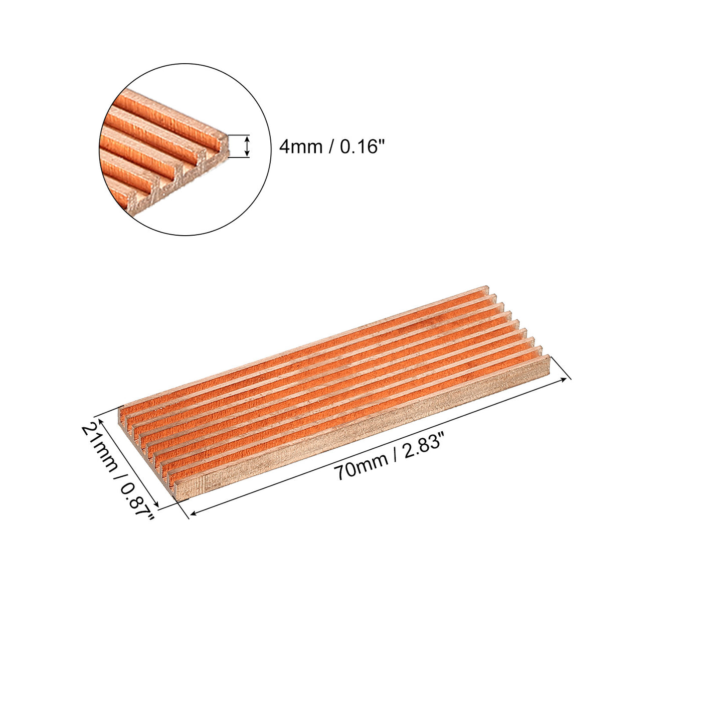 Harfington M.2 Heatsink Kit Pure Copper 70x21x4mm for M.2 2280 SSD Laptop