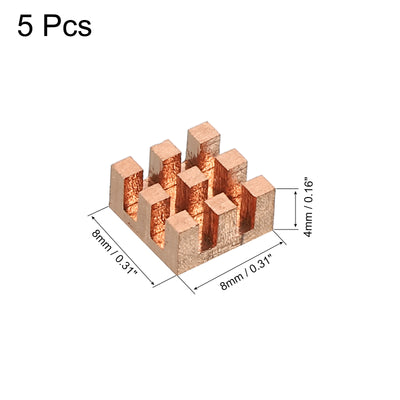 Harfington Heatsink Kit Pure Copper 8x8x4mm for IC MOS with Thermal Pads Pack of 5