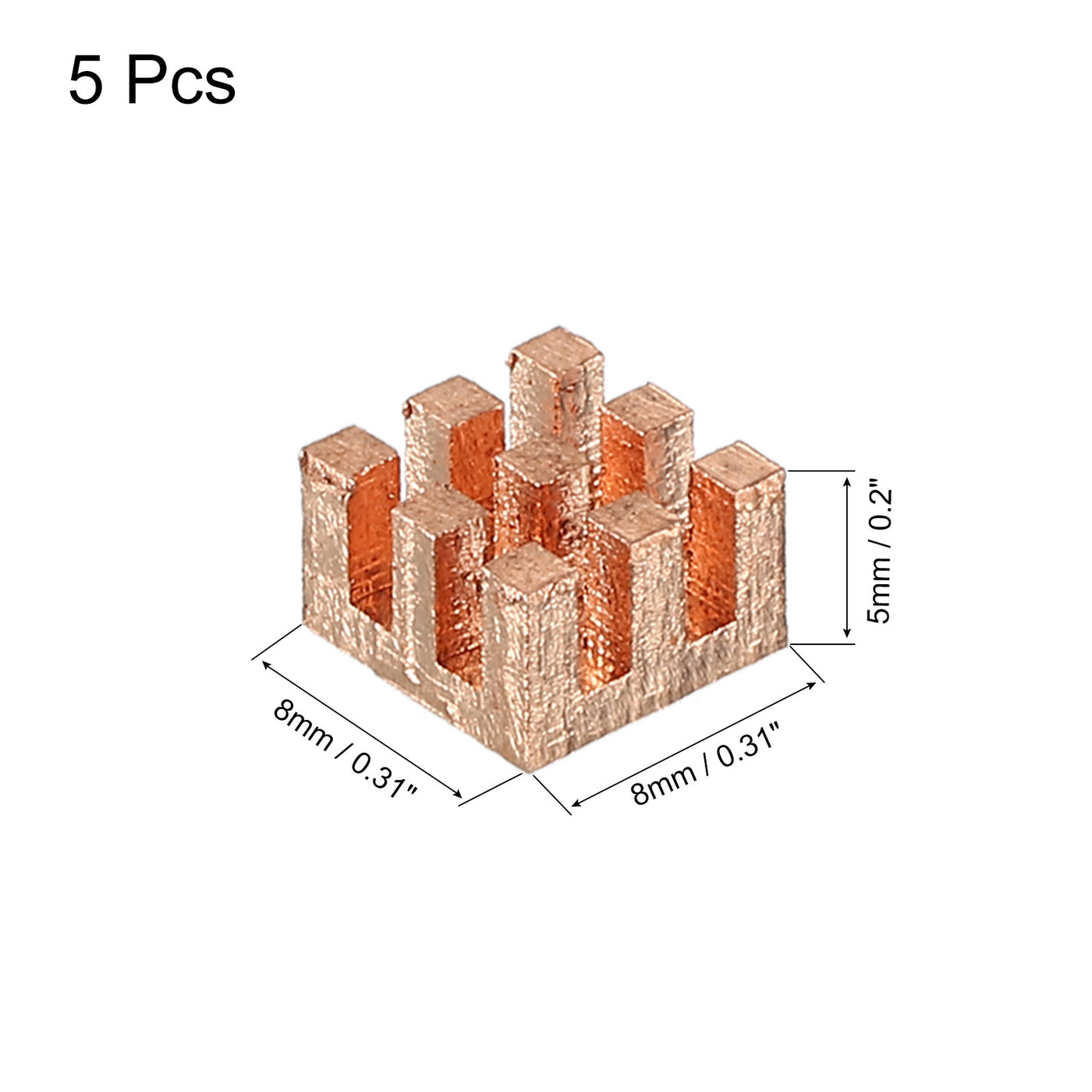 Harfington Heatsink Kit Pure Copper 8x8x5mm for IC MOS with Thermal Pads Pack of 5