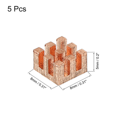 Harfington Heatsink Kit Pure Copper 8x8x5mm for IC MOS with Thermal Pads Pack of 5