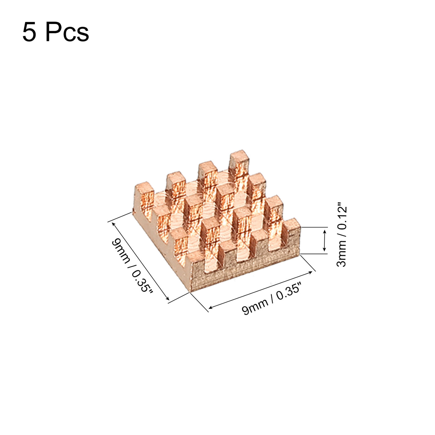 Harfington Heatsink Kit Pure Copper 9x9x3mm for IC MOS with Thermal Pads Pack of 5