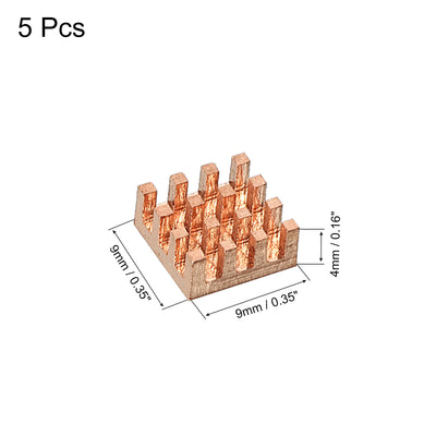 Harfington Heatsink Kit Pure Copper 9x9x4mm for IC MOS with Thermal Pads Pack of 5