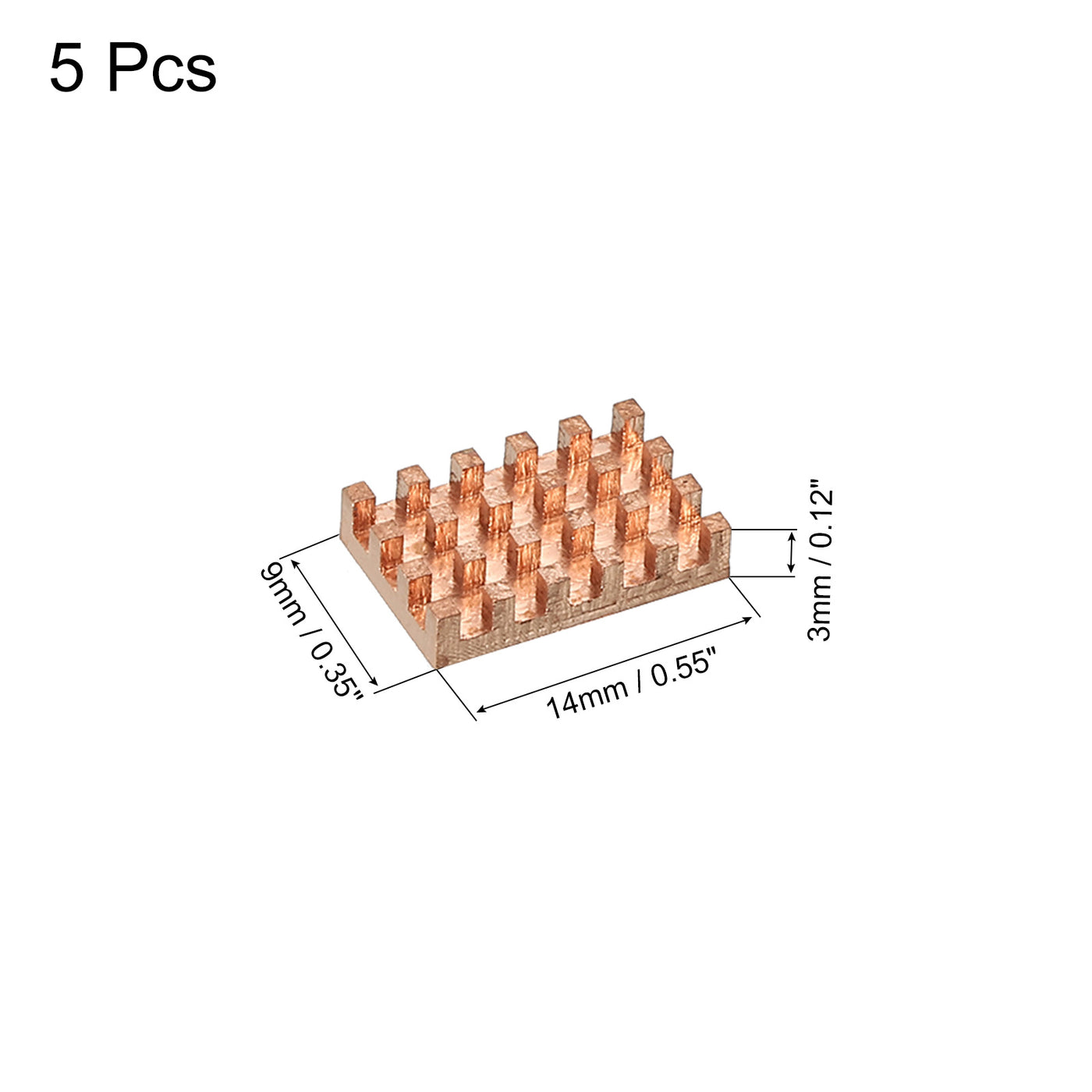 Harfington Heatsink Kit Pure Copper 14x9x3mm for IC MOS with Thermal Pads Pack of 5