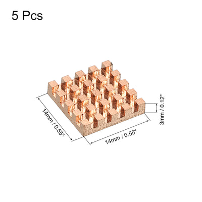 Harfington Heatsink Kit Pure Copper 14x14x3mm for IC MOS with Thermal Pads Pack of 5