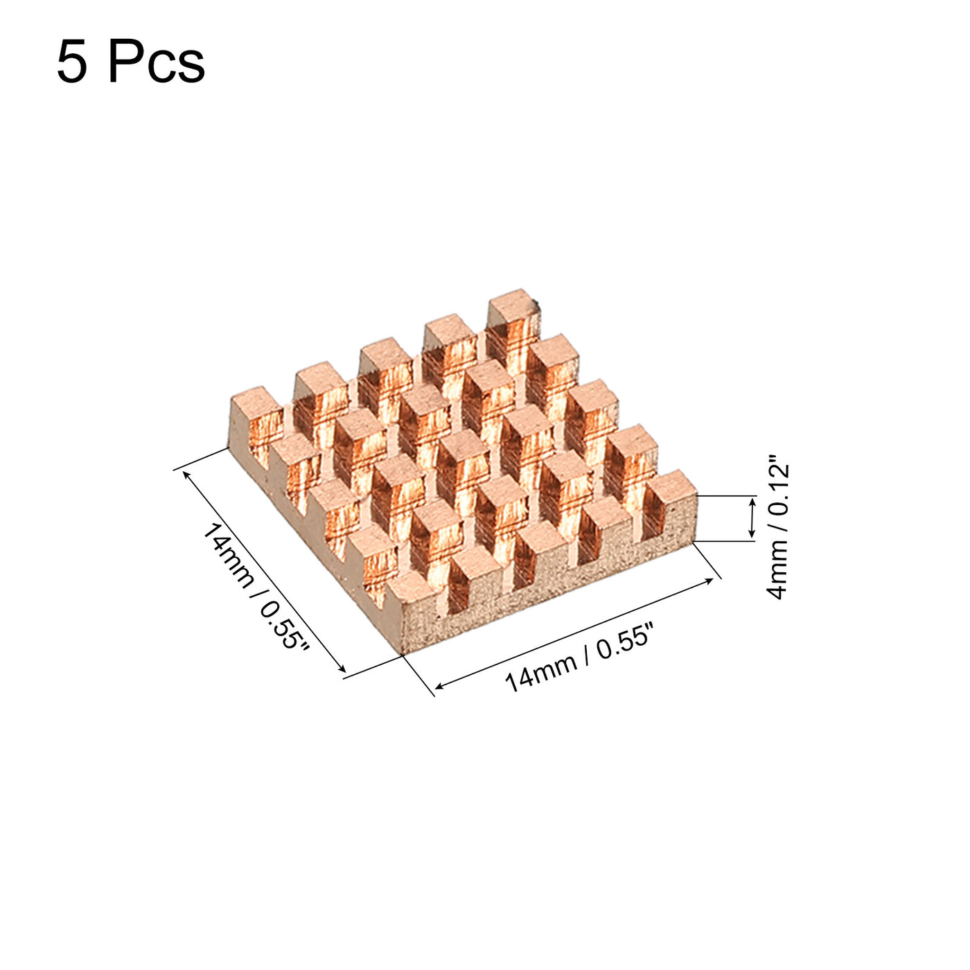 Harfington Heatsink Kit Pure Copper 14x14x4mm for IC MOS with Thermal Pads Pack of 5