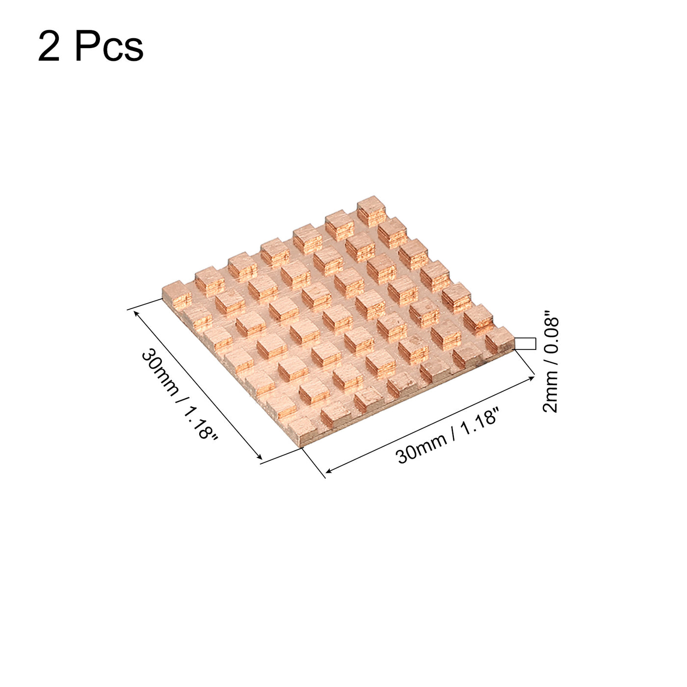 Harfington Heatsink Kit Pure Copper 30x30x2mm for IC MOS with Thermal Pads Pack of 2