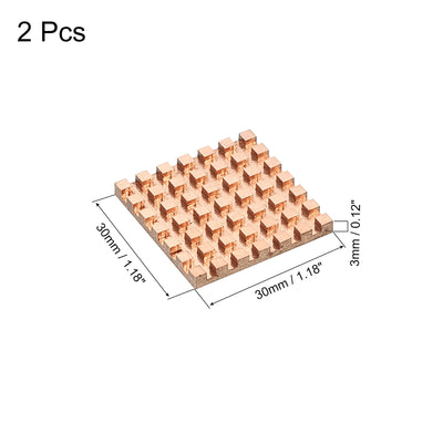 Harfington Heatsink Kit Pure Copper 30x30x3mm for IC MOS with Thermal Pads Pack of 2