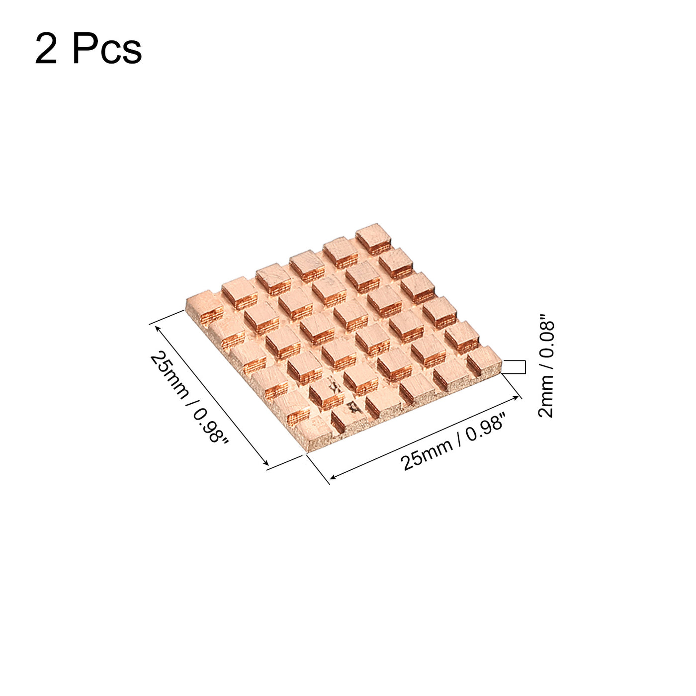 Harfington Heatsink Kit Pure Copper 25x25x2mm for IC MOS with Thermal Pads Pack of 2