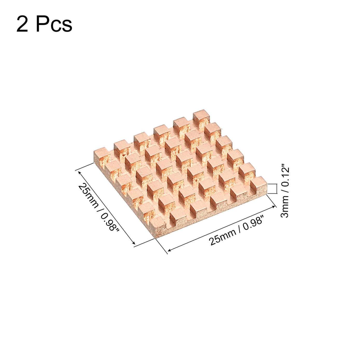 Harfington Heatsink Kit Pure Copper 25x25x3mm for IC MOS with Thermal Pads Pack of 2