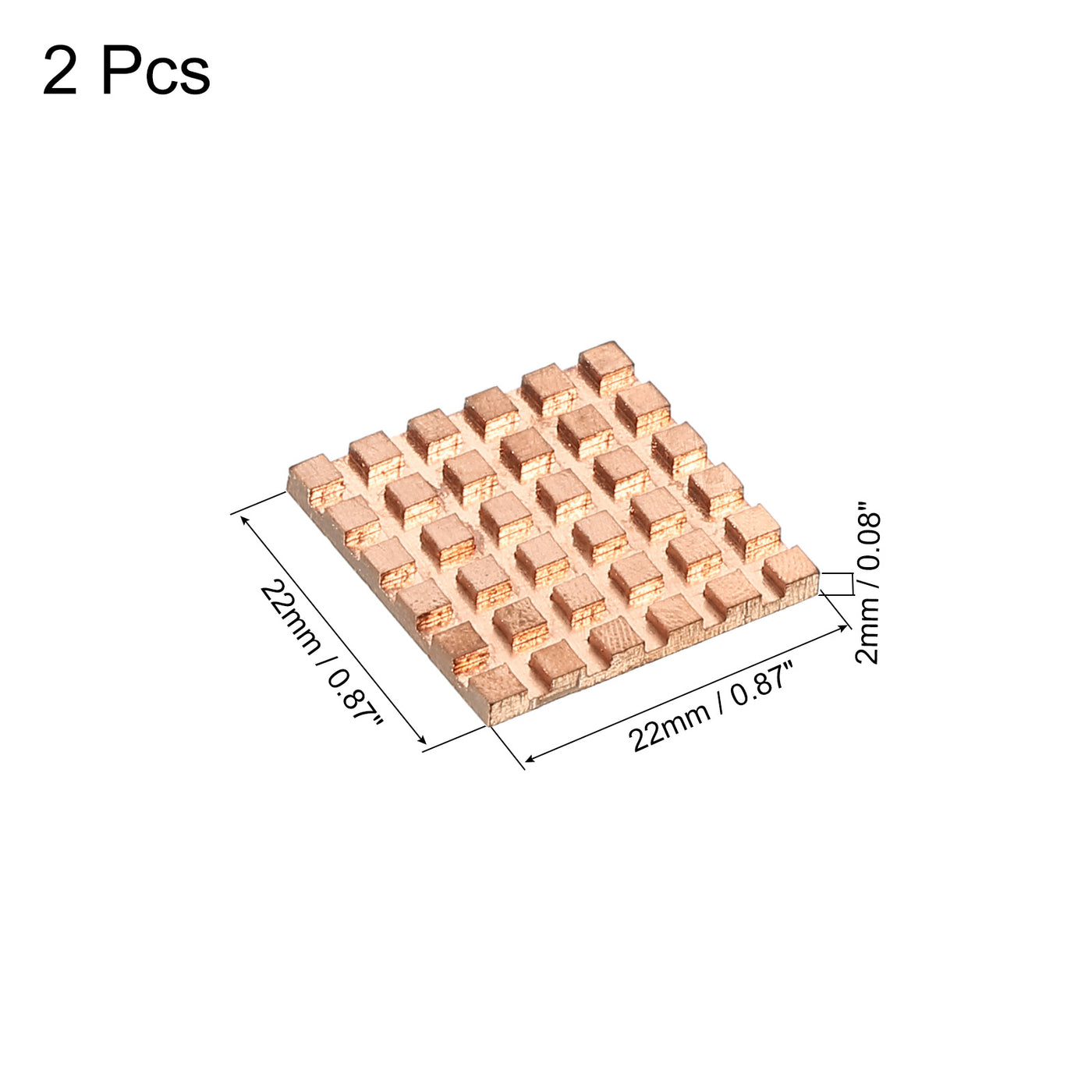 Harfington Heatsink Kit Pure Copper 22x22x2mm for IC MOS with Thermal Pads Pack of 2