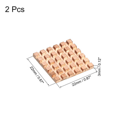 Harfington Heatsink Kit Pure Copper 22x22x3mm for IC MOS with Thermal Pads Pack of 2