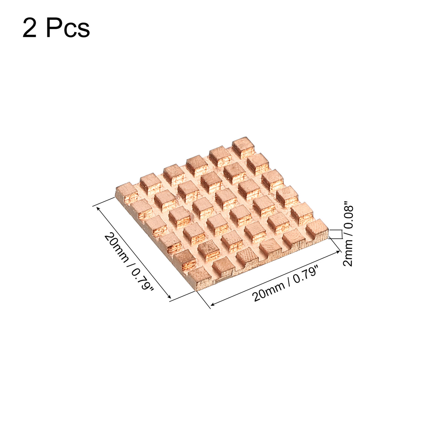 Harfington Heatsink Kit Pure Copper 20x20x2mm for IC MOS with Thermal Pads Pack of 2