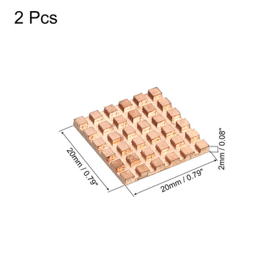 Harfington Heatsink Kit Pure Copper 20x20x2mm for IC MOS with Thermal Pads Pack of 2