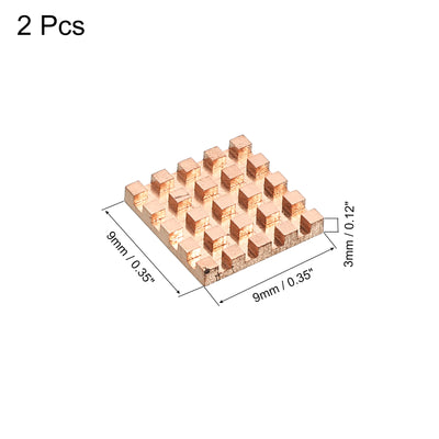 Harfington Heatsink Kit Pure Copper 9x9x3mm for IC MOS with Thermal Pads Pack of 2