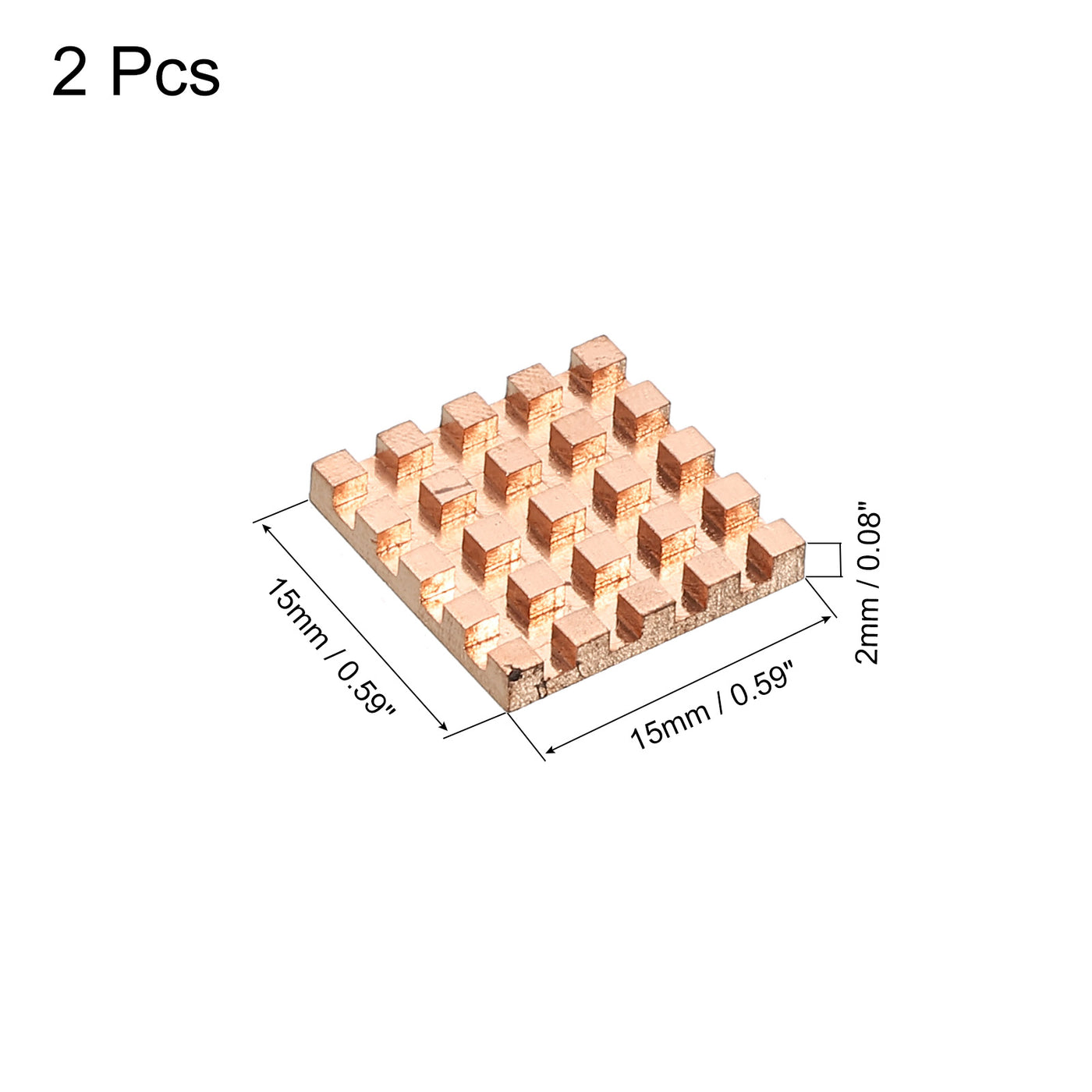 Harfington Heatsink Kit Pure Copper 15x15x2mm for IC MOS with Thermal Pads Pack of 2