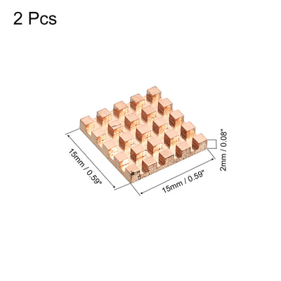 Harfington Heatsink Kit Pure Copper 15x15x2mm for IC MOS with Thermal Pads Pack of 2