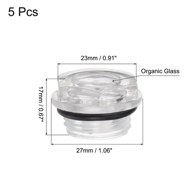 Harfington Uxcell 5Stk Luftkompressor Ölanzeige Schauglas 1/2" Organisch Glas Flüssigkeitsanzeiger