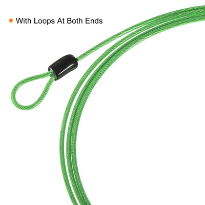 Harfington Security Steel Cable 2.5mmx1m Coated Luggage Lock Rope W Loop Green