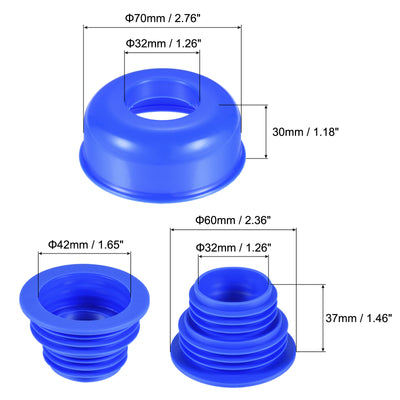 Harfington Drain Pipe Seal Hose Silicone Plug Sewer Sealing with Cover 3 Set Blue