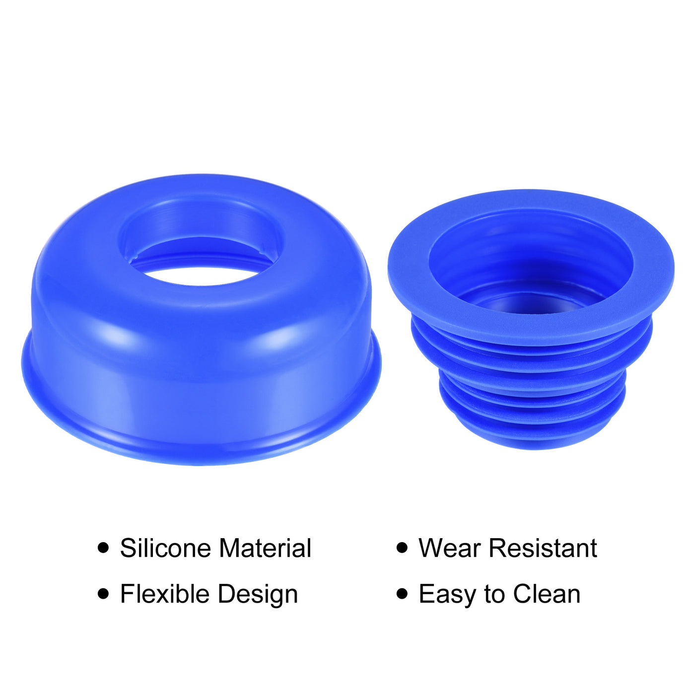 Harfington Drain Pipe Seal Hose Silicone Plug Sewer Sealing with Cover 3 Set Blue