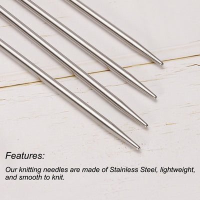 Harfington Uxcell 2 Pairs 4.8mm Double Pointed Knitting Sweater Needle Set, 15.75 Inches Length