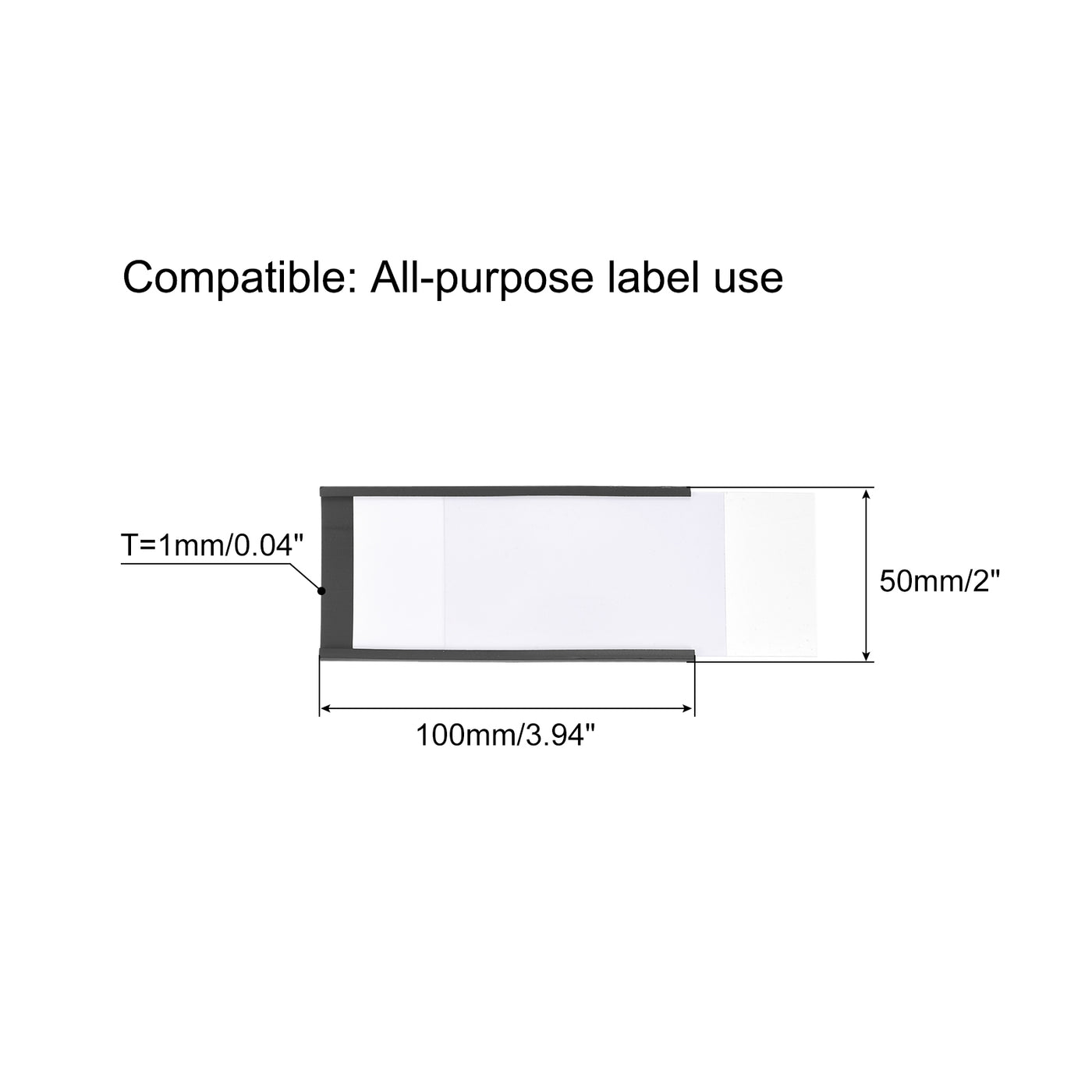 Harfington Label Holders 4" x 2" C Channel Rubber Magnetic for Metal Shelves Organize 20pcs