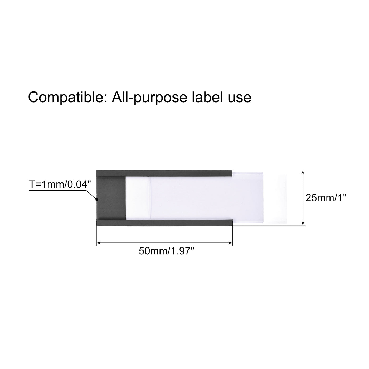 Harfington Label Holders 2" x 1" C Channel Rubber Magnetic for Metal Shelves Organize 20pcs