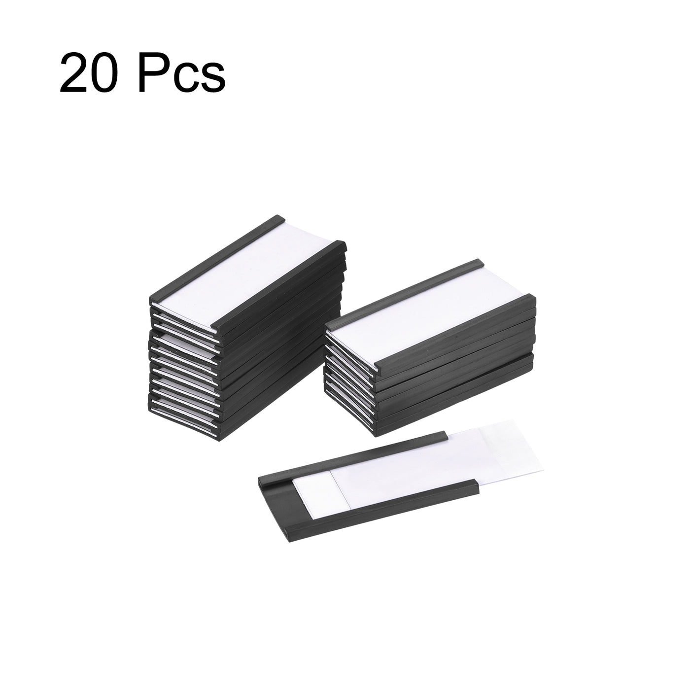 Harfington Label Holders 2" x 1" C Channel Rubber Magnetic for Metal Shelves Organize 20pcs