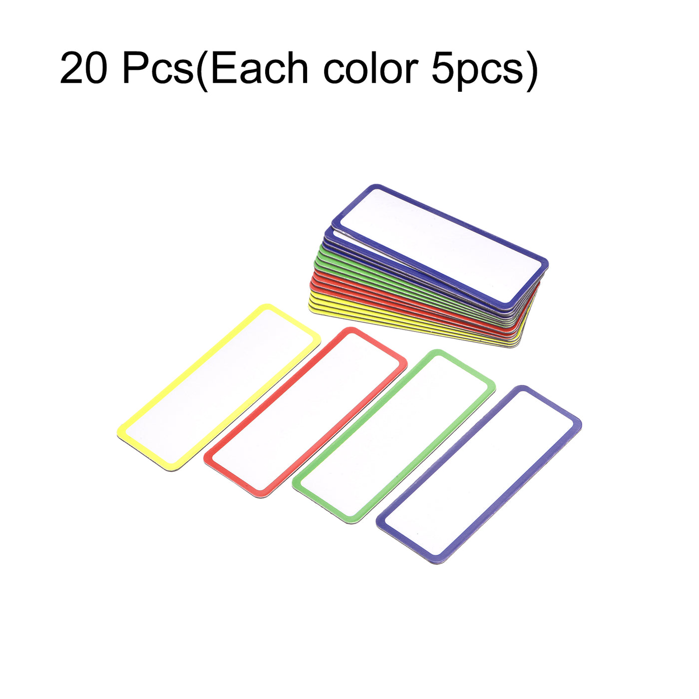 Harfington Magnetic Labels Dry Erase Writable Tag 3.2" x 1.2" for Crafts 4 Color, Each 5pcs