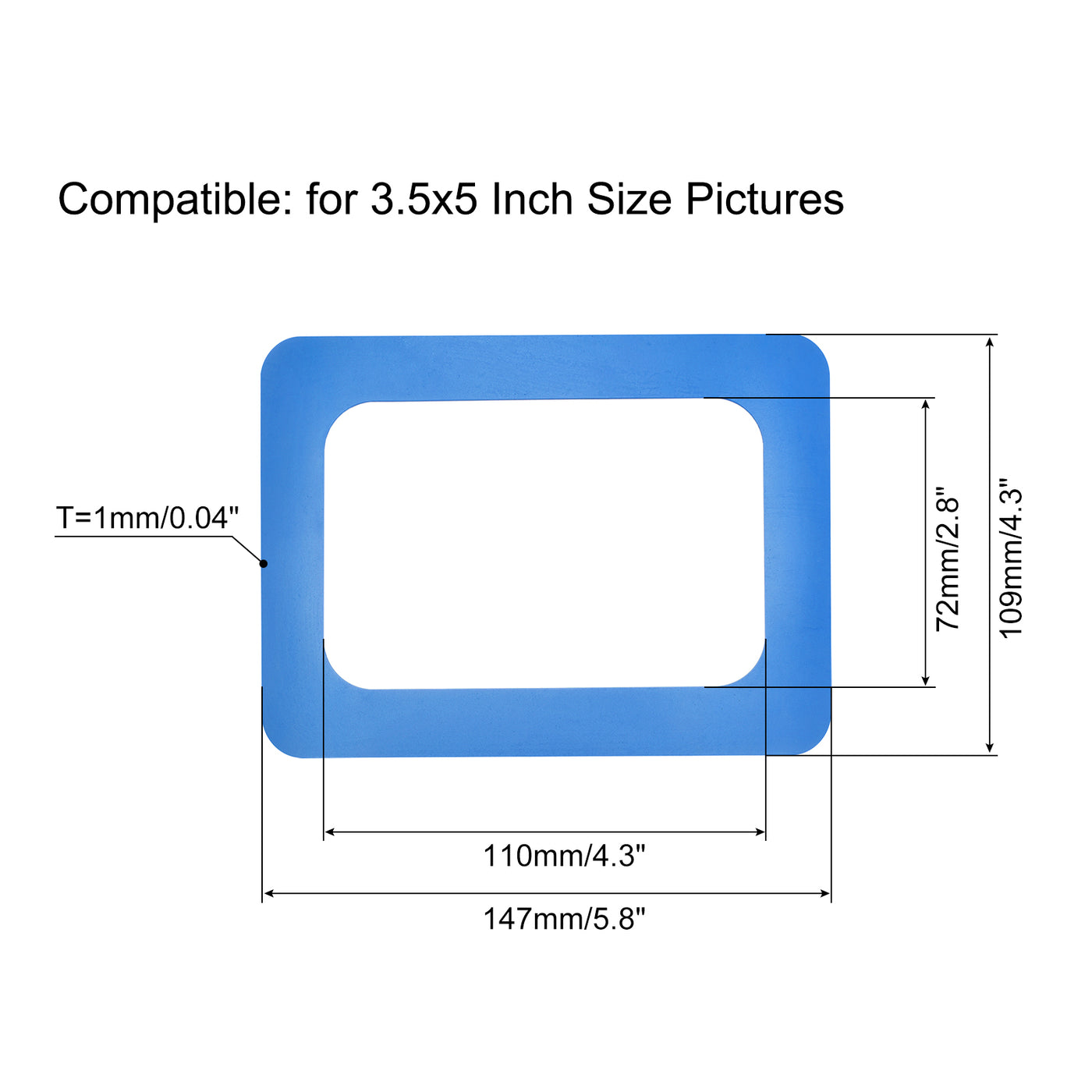 Harfington Magnetic Photo Frames 3.5x5 Display Holders for Refrigerator Pictures Blue 4pcs