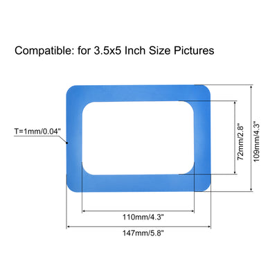 Harfington Magnetic Photo Frames 3.5x5 Display Holders for Refrigerator Pictures Blue 4pcs