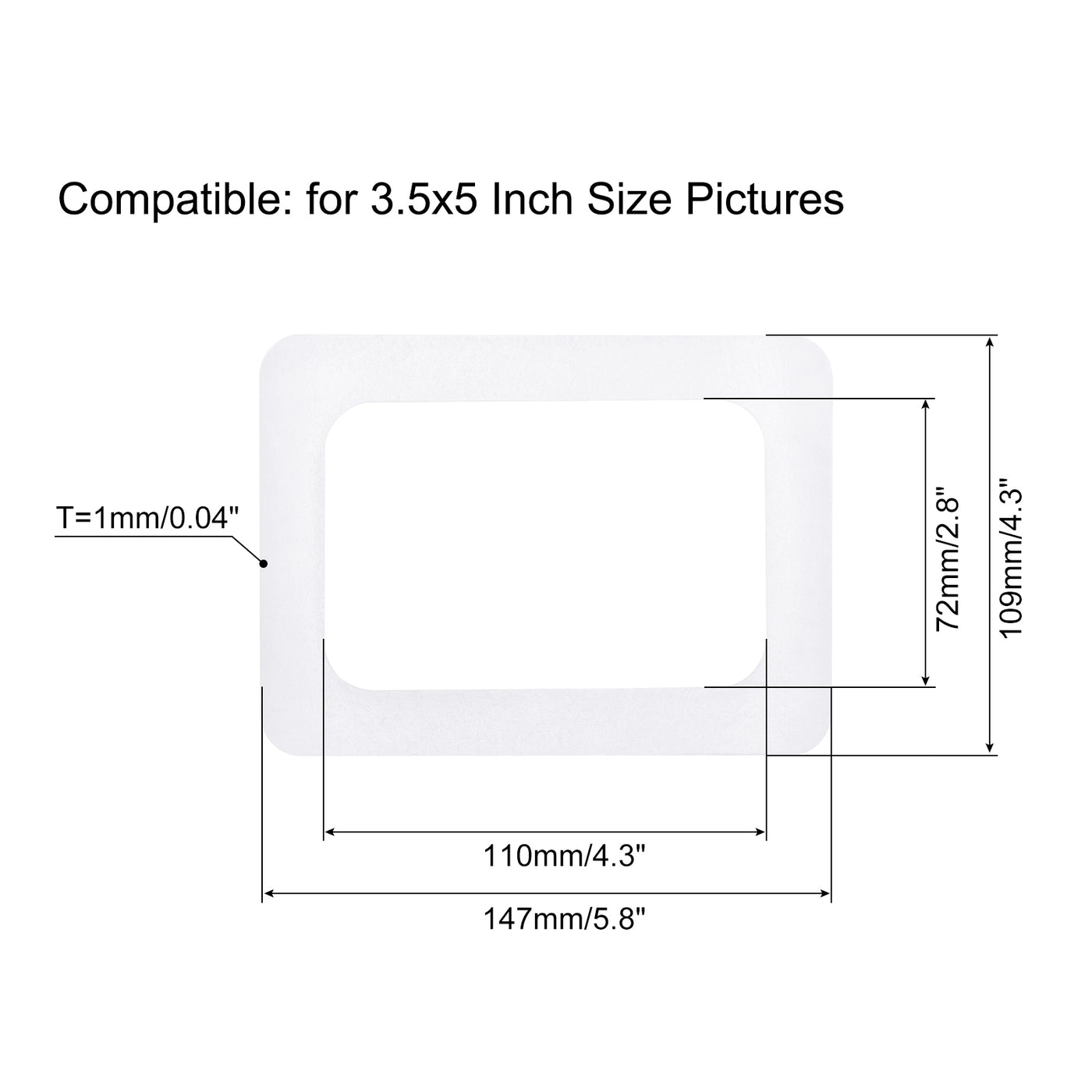 Harfington Magnetic Photo Frames 3.5x5 Display Holders for Refrigerator Pictures White 4pcs