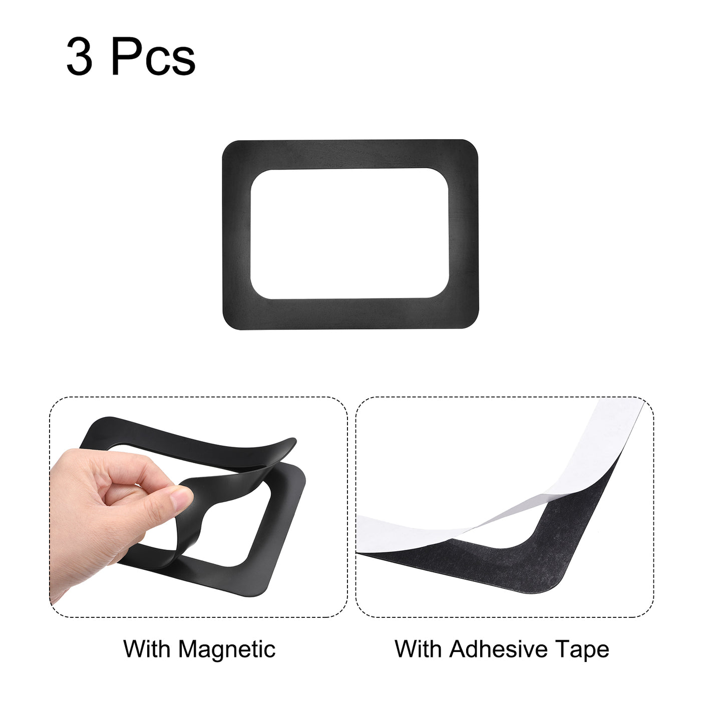 Harfington Magnetic Photo Frame 3.5x5 for Refrigerator Display Self Adhesive Black 3 Set