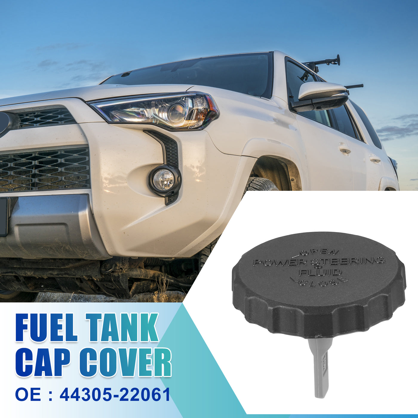 X AUTOHAUX Gas Cap 44305-22061 Power Steering Fuel Petrol Tank Cap Cover for Toyota Camry 1992-2001 Sienna 1998-2003 Corolla 1998-2002 Avalon 1995-2003