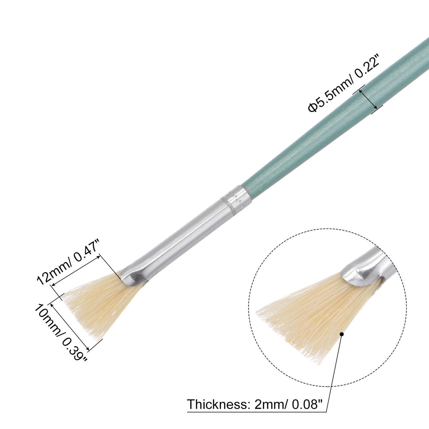 uxcell Uxcell Detail Malpinsel 0.39" Breite 0.08" Dicke Naturborsten mit Blau Holzgriff