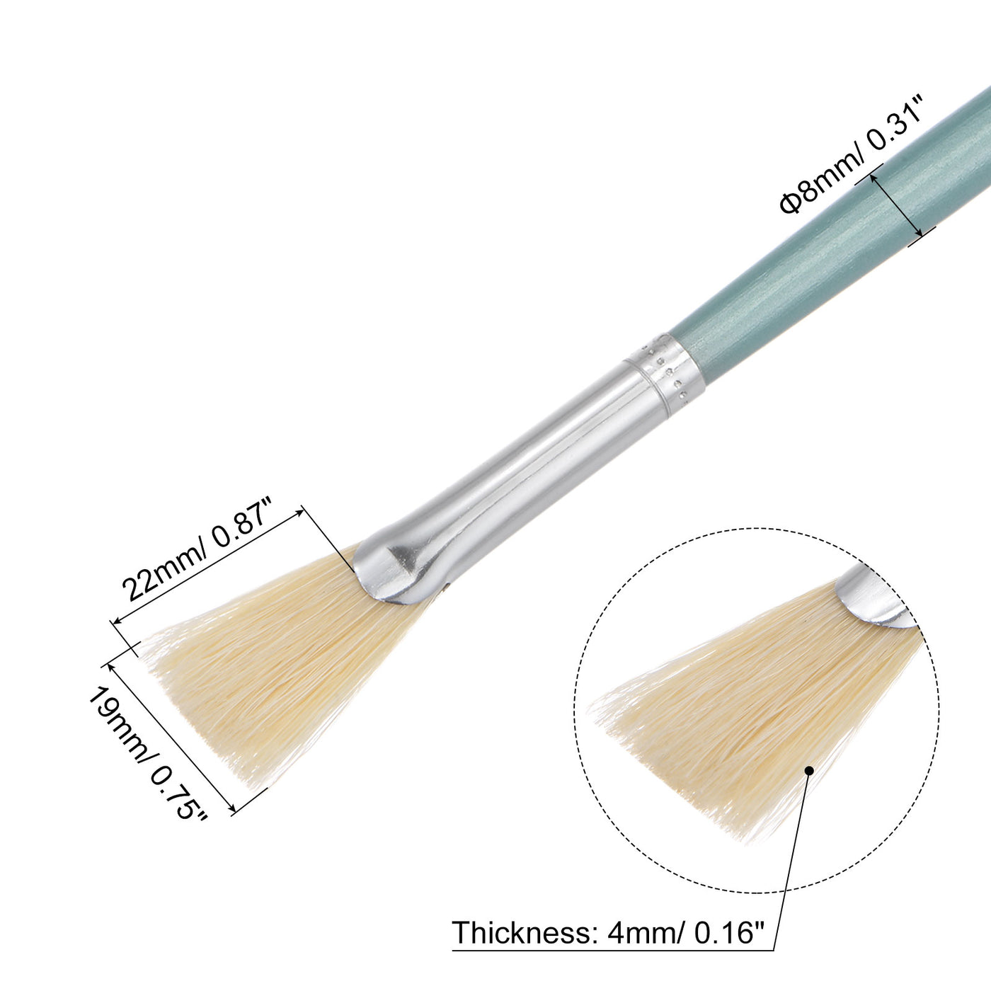 uxcell Uxcell Paint Brushes 0.75" Width 0.16" Thick Natural Bristle with Blue Wood Handle 2Pcs