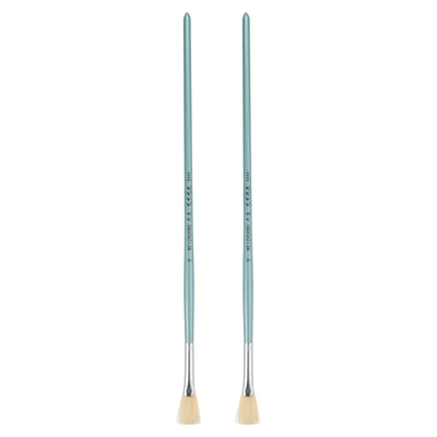 Harfington Uxcell Paint Brushes 0.75" Width 0.16" Thick Natural Bristle with Blue Wood Handle 2Pcs